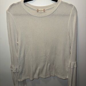 Altar'd State Cream Ribbed Long Sleeve Top